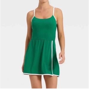 All in Motion Womens Green Active Dress Built-in Shorts Pockets White Trim 2XL